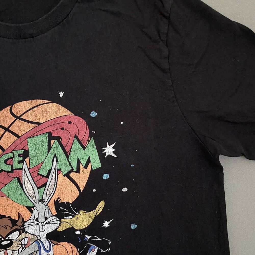 Space Jam T-Shirt Adult‎ Large Black Front Graphic Bugs Taz Daffy Y2K Cartoon - Picture 9 of 9